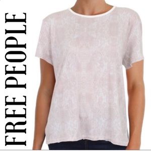 Free People Print Me Perfect pink snakeskin reptile skin tee shirt top